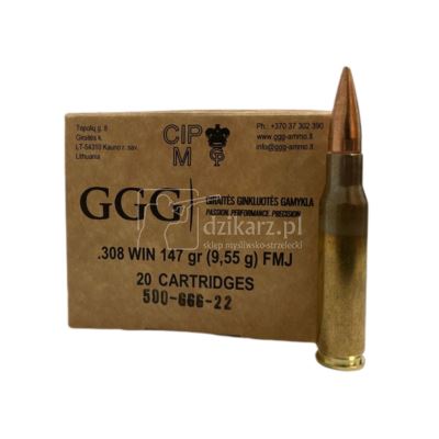 Amunicja GGG 308 Win. FMJ 9,55g/147 gr